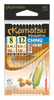 Kamatsu CHINU Vorfachhaken Mais 5x Gr 8/0,18mm & 5x Gr 12/0,14mm