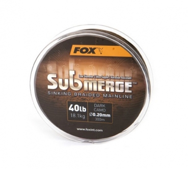 Fox Submerge Sinking Braided Mainline - Dark Camo 40lb/0.20mm 300m
