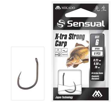 Mikado Gebundene Haken Sensual X-TRA STRONG CARP Gr.1/0 Schnur: 0.20mm/70cm 8 Stck.  