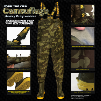 Preview: Vass - Wathose Tex 785 Camouflage Chest Wader - EU44 / UK10