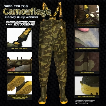 Preview: Vass - Wathose Tex 785 Camouflage Chest Wader - EU42 / UK8