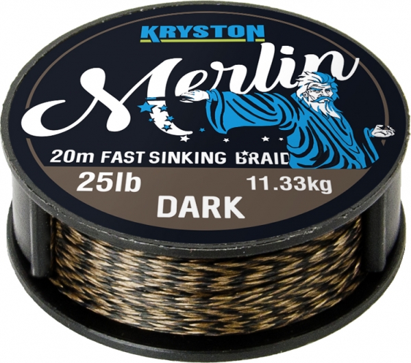 Kryston Merlin Fast Sinking Supple Braid - 35lb x 20m Dark Silt
