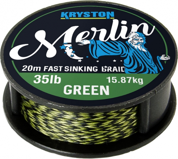 Kryston Merlin Fast Sinking Supple Braid - 35lb x 20m Weed Green