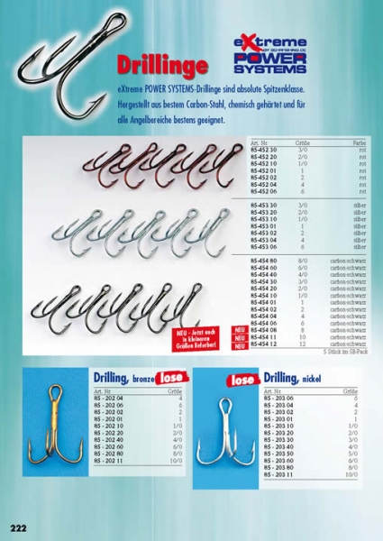 Behr - eXtreme Drillinge schwarz Gr 1/0 - 5 Stk